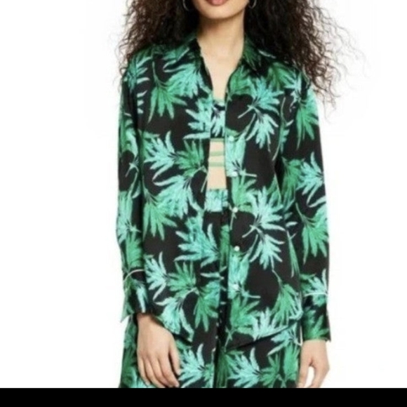 FE Noel X Feathered Palm Print Button Down - Picture 1 of 1